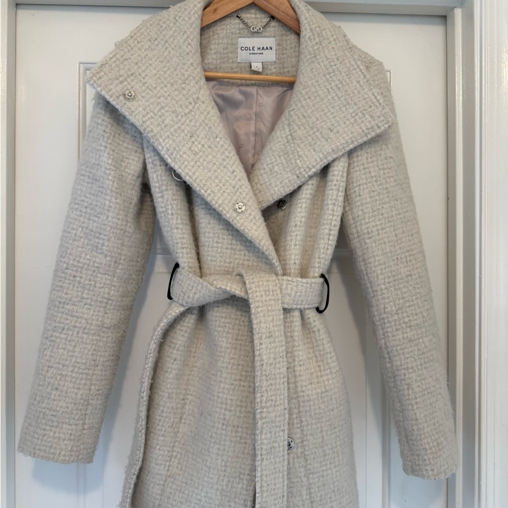 Cole Haan Women's Textured Cream Trench Coat